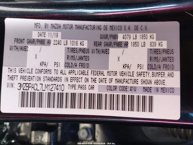 3MZBPACL7LM127410 Mazda Mazda3 Select Package
