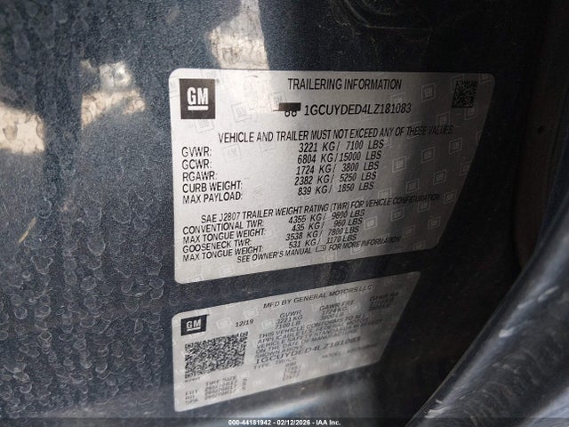 2020 CHEVROLET SILVERADO 1500 1GCUYDED4LZ181083 Photo 8