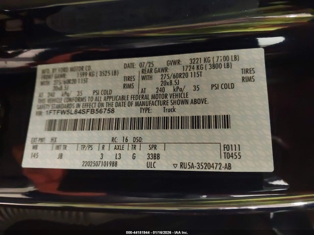 Ford F-150 Lariat 2025 1FTFW5L84SFB56758 Image 9