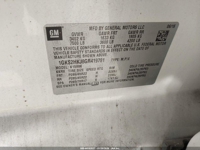 1GKS2HKJ8GR419781 GMC YUKON XL DENALI