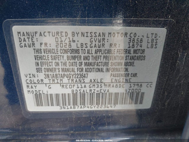 3N1AB7AP4GY223647 Nissan SENTRA SR