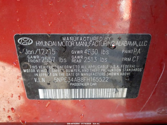 5NPE34AB8FH165522 Hyundai Sonata Limited 2.0t