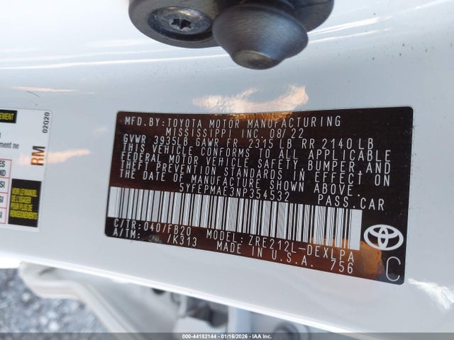 Toyota COROLLA LE 2022 5YFEPMAE3NP354532 Image 9
