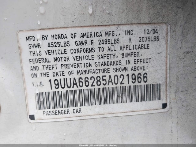 2005 ACURA TL 19UUA66285A021966 Photo 8