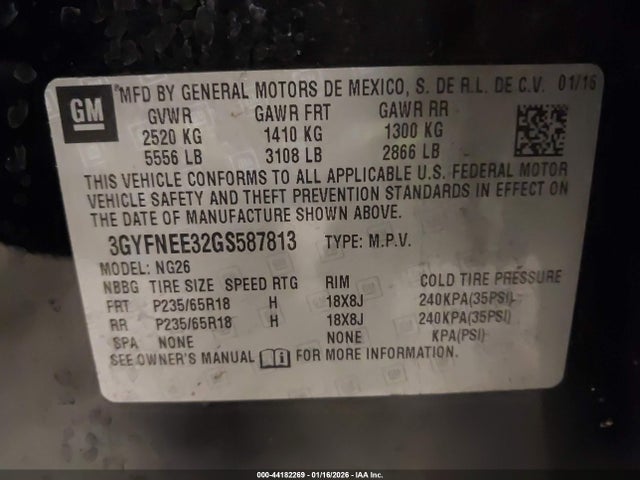 2016 CADILLAC SRX 3GYFNEE32GS587813 Photo 8