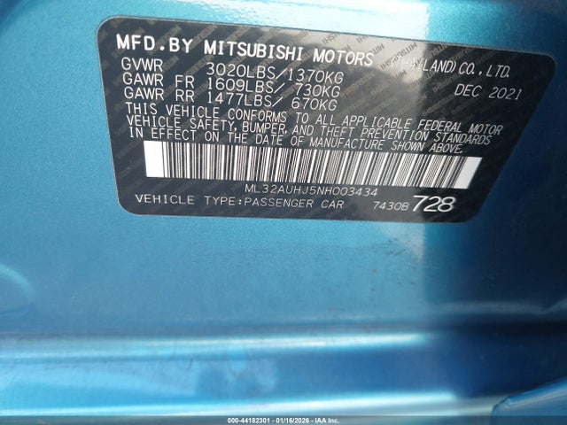 2022 MITSUBISHI MIRAGE ML32AUHJ5NH003434 Photo 8