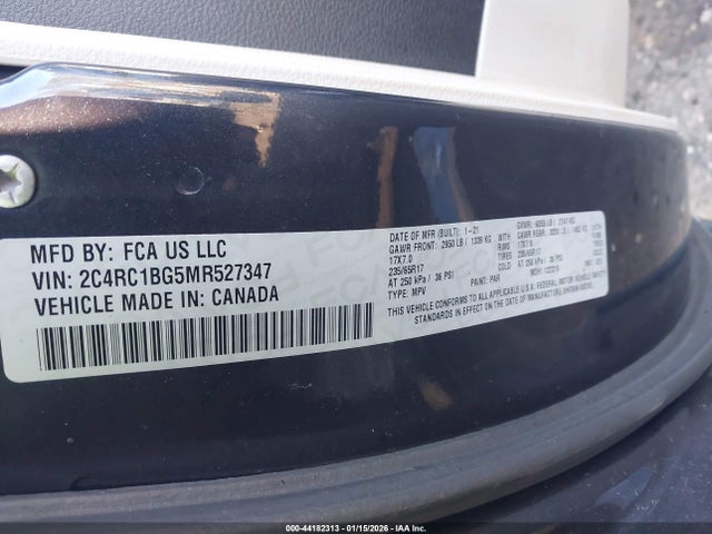 Auction sale of the 2021 Chrysler Pacifica Touring L, vin: 2C4RC1BG5MR527347, lot number: 44182313