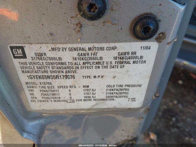 2005 CADILLAC ESCALADE 1GYEK63N55R179076 Photo 8