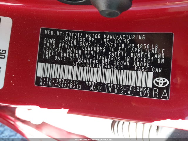 Toyota COROLLA LE 2016 5YFBURHE1GP405611 Image 9