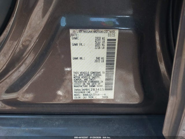 Aukcja sprzedaży 2015 Nissan Altima 2.5 S, vin: 1N4AL3AP8FC283415, numer aukcji: 44182357