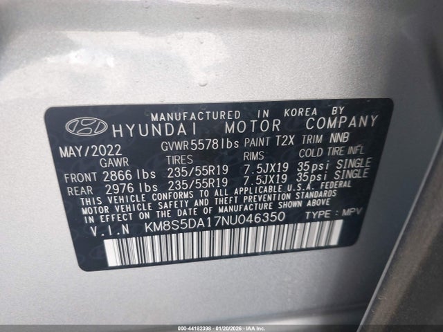 2022 HYUNDAI SANTA FE HYBRID KM8S5DA17NU046350 Photo 8