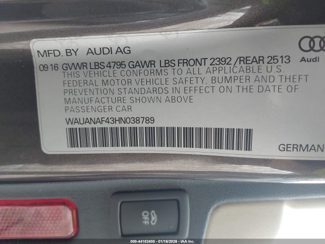 2017 AUDI A4 WAUANAF43HN038789 Photo 8