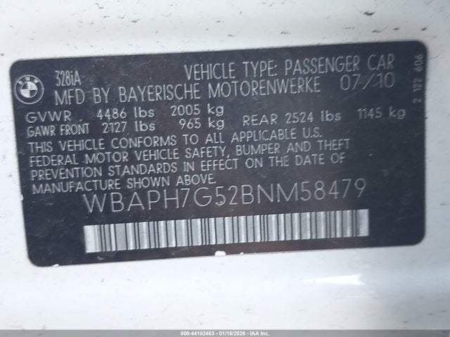 2011 BMW 328I WBAPH7G52BNM58479 Photo 8