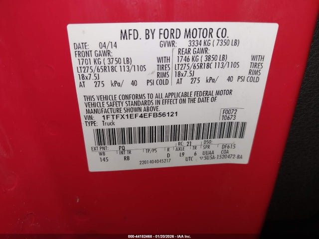 1FTFX1EF4EFB56121 Ford F-150 Fx4