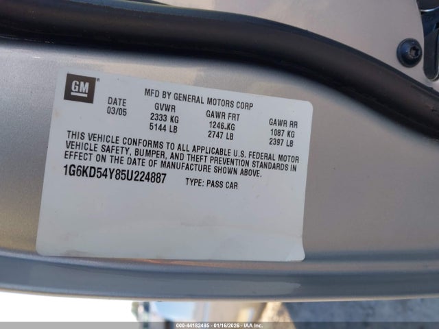 2005 CADILLAC DEVILLE 1G6KD54Y85U224887 Photo 8