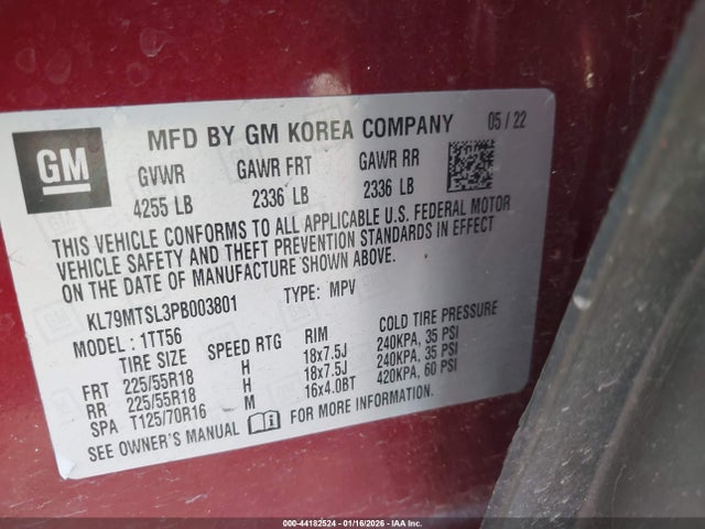 KL79MTSL3PB003801 Chevrolet Trailblazer Fwd Rs