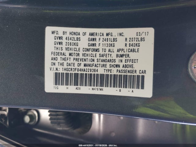 1HGCR3F84HA029364 Honda Accord Ex-l V6