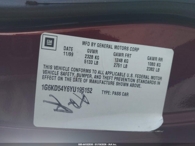 2000 CADILLAC DEVILLE 1G6KD54Y6YU195152 Photo 8