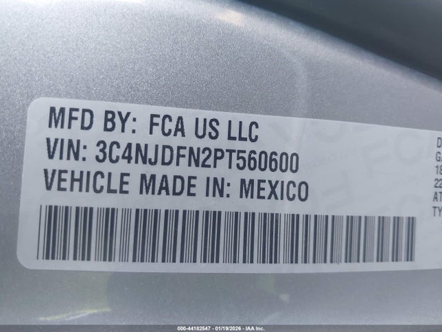 3C4NJDFN2PT560600 Jeep Compass Latitude Lux Fwd