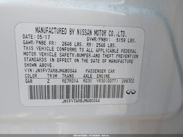 Продажа на аукционе авто 2018 Infiniti Q50 3.0t Red Sport 400, vin: JN1FV7AR8JM480044, номер лота: 44182585