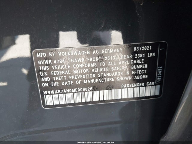 2021 VOLKSWAGEN ARTEON WVWAR7AN0ME009626 Photo 8