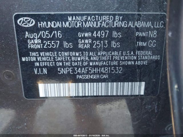 2017 HYUNDAI SONATA 5NPE34AF5HH481532 Photo 8