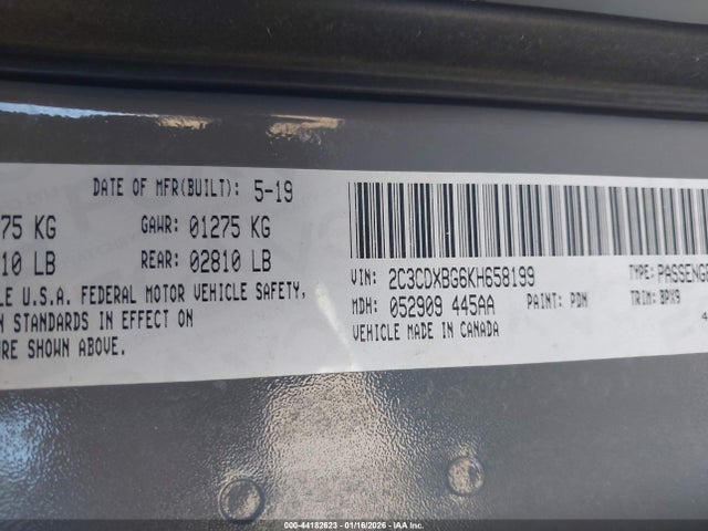 2019 DODGE CHARGER 2C3CDXBG6KH658199 Photo 8