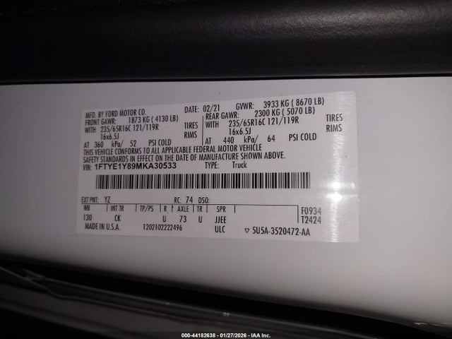 1FTYE1Y89MKA30533 Ford Transit-150