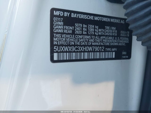 5UXWX9C3XH0W79012 BMW X3 Xdrive28i