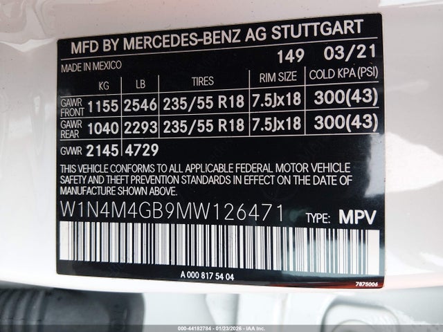 Продажа на аукционе авто 2021 Mercedes-benz Glb 250, vin: W1N4M4GB9MW126471, номер лота: 44182784