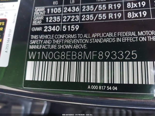 W1N0G8EB8MF893325 Mercedes-Benz Glc 300 4matic Suv