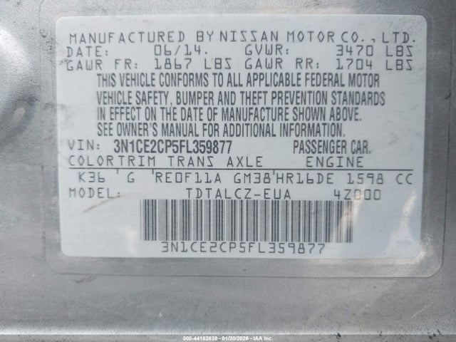 Nissan Versa Note S Plus 2015 3N1CE2CP5FL359877 Image 9