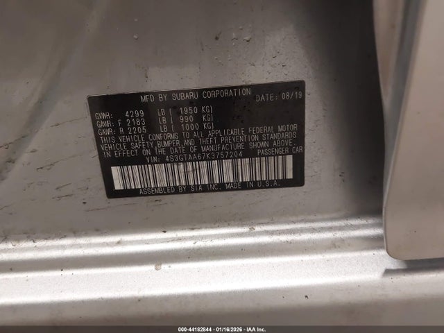 Subaru Impreza 2.0i 2019 4S3GTAA67K3757204 Image 9
