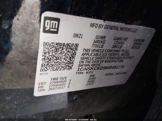 2021 CHEVROLET SUBURBAN 1GNSKCKD9MR481279 Photo 8