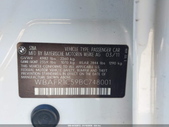 Продажа на аукционе авто 2011 Bmw 528i, vin: WBAFR1C59BC748001, номер лота: 44182912