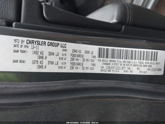 2012 JEEP GRAND CHEROKEE 1C4RJFAT1CC211677 Photo 8