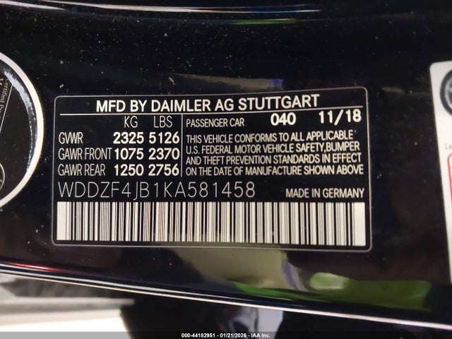 Продаж на аукціоні авто 2019 Mercedes-benz E 300, vin: WDDZF4JB1KA581458, номер лоту: 44182951