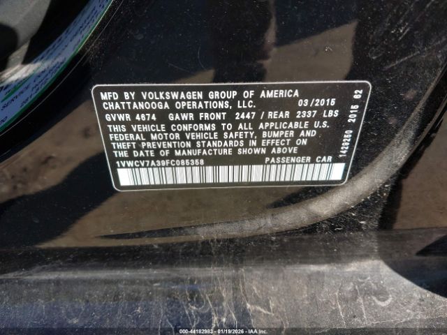 2015 VOLKSWAGEN PASSAT 1VWCV7A39FC085358 Photo 8
