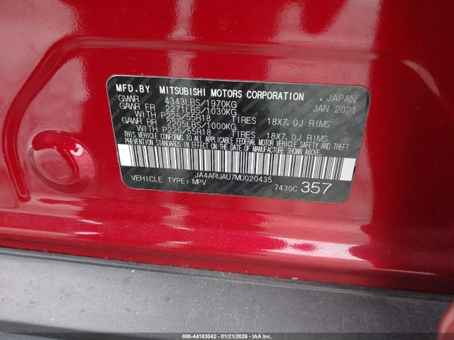 2021 MITSUBISHI OUTLANDER SPORT JA4ARUAU7MU020435 Photo 8