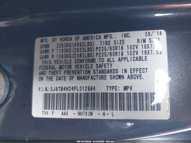 Acura RDX 2015 5J8TB4H34FL012884 Image 9