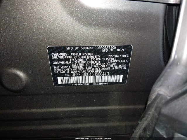 44183060 :رقم المزاد ، JF2SLDDC4SH500440 vin ، 2025 Subaru Forester Premium مزاد بيع
