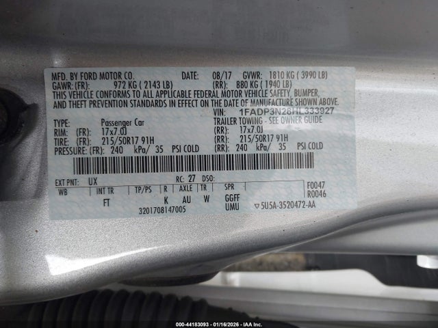 2017 FORD FOCUS 1FADP3N28HL333927 Photo 8