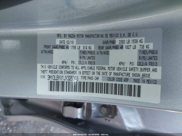3MYDLBYV1JY325348 Toyota YARIS IA