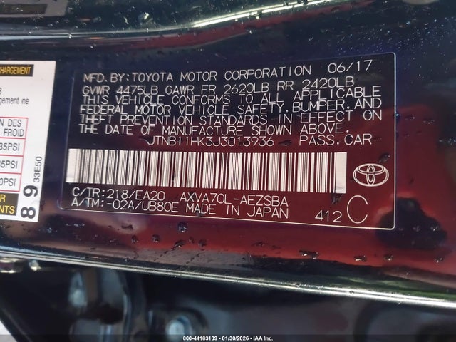 JTNB11HK3J3013936 Toyota CAMRY SE