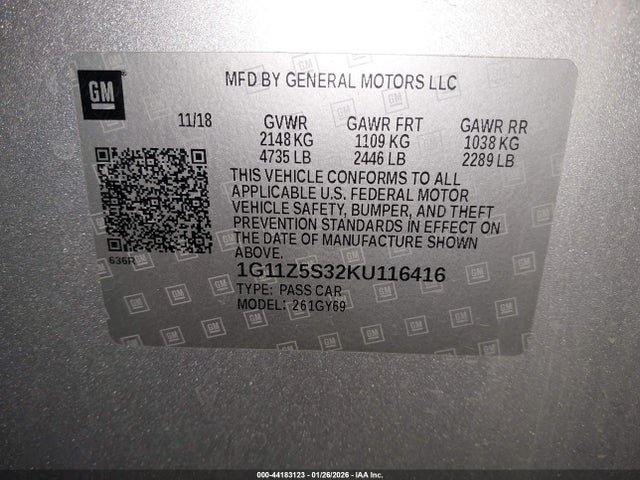 1G11Z5S32KU116416 Chevrolet IMPALA LT