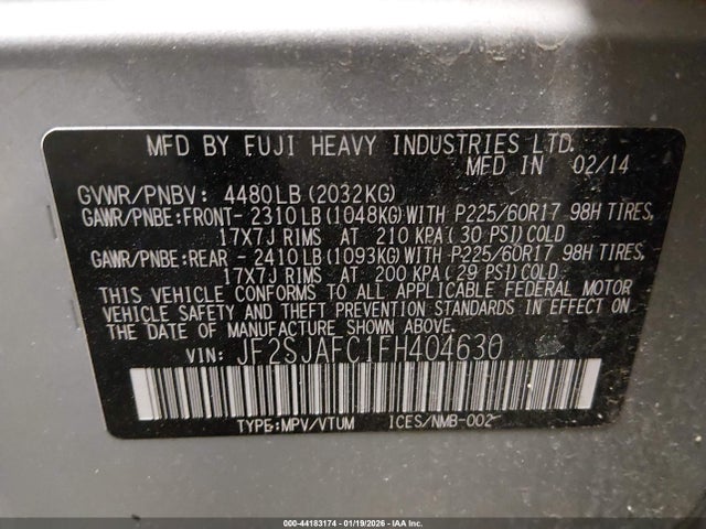 Продажа на аукционе авто 2015 Subaru Forester 2.5i Premium, vin: JF2SJAFC1FH404630, номер лота: 44183174