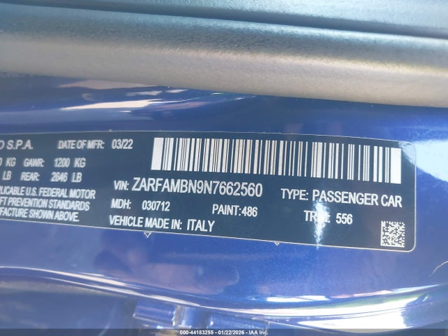 2022 ALFA ROMEO GIULIA ZARFAMBN9N7662560 Photo 8