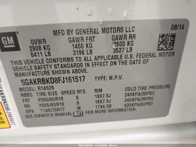 Продажа на аукционе авто 2015 Buick Enclave Leather, vin: 5GAKRBKD8FJ161517, номер лота: 44183381