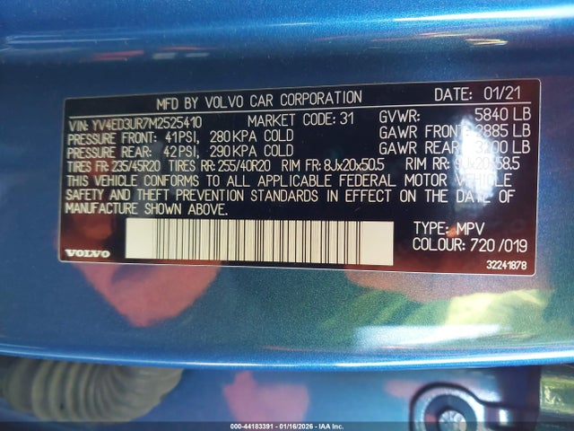 2021 VOLVO XC40 RECHARGE PURE ELECTRIC YV4ED3UR7M2525410 Photo 8
