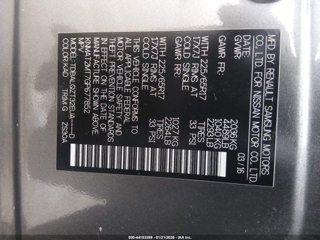 Nissan ROGUE SV 2016 KNMAT2MT7GP677852 Image 9